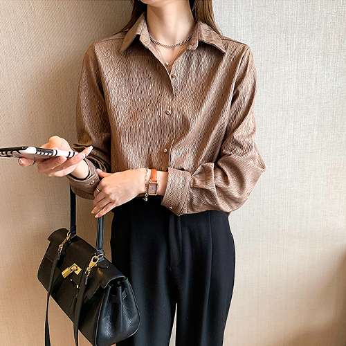 ◈[당일발송] 세련된 잔주름 카라 블라우스