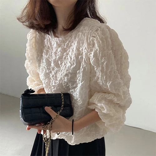 ◈[당일발송] 잔주름 벌룬 블라우스