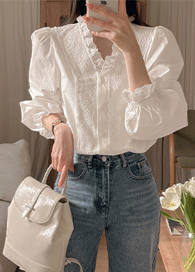 ★토요특가 자정마감 50%★에스닉 프릴 레이스 블라우스