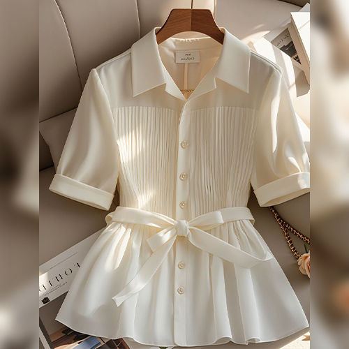 ◈[당일발송] ★목요특가 자정마감 50%★세련된 리본벨트 카라 블라우스