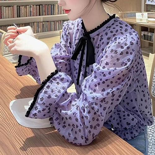 ◈[당일발송] 러블리 플라워 블라우스&이너 나시 2SET