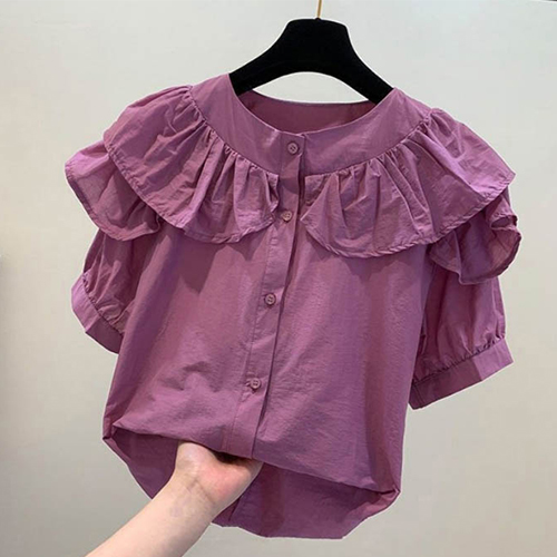★화요특가 자정마감 50%★하객룩 빅프릴 퍼플 블라우스