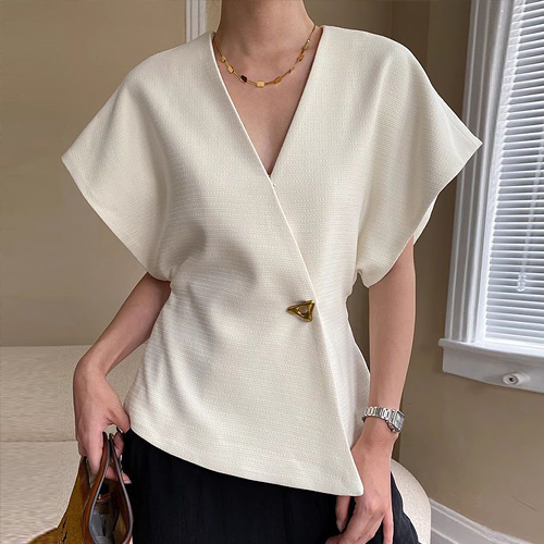 ◈[당일발송] 모던 브이넥 원 버튼 블라우스