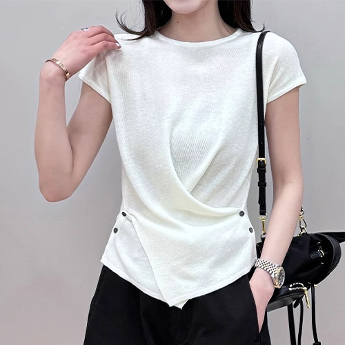 ◈[당일발송] 버튼 디테일 드레이프 블라우스