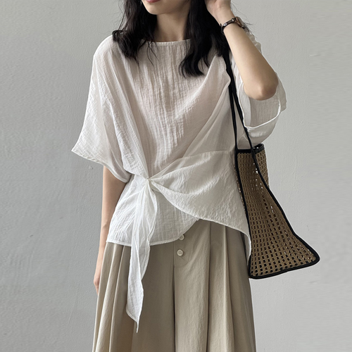 ◈[당일발송] 내추럴 꼬임 반팔 블라우스
