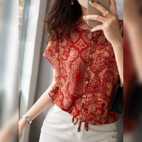 ◈[당일발송] 에스닉 러플소매 블라우스