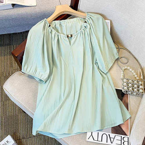 ◈[당일발송] 루즈핏 플레어 반팔 블라우스