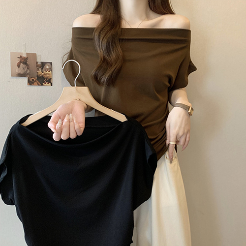 ◈[당일발송] 옆셔링 슬림핏 오프숄더 블라우스