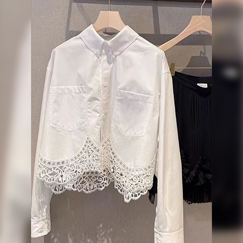 유니크 에스닉 레이스 포켓 블라우스[정면 앞포켓있음/제품컷으로 발송]