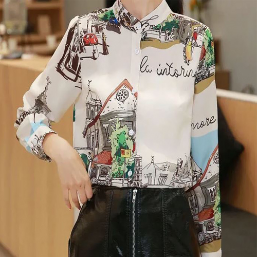 ◈[당일발송] 일러스트 프린팅 셔츠 블라우스