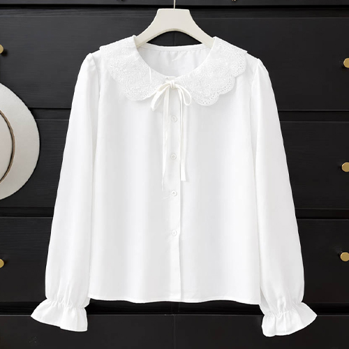 레이스 카라 리본 블라우스