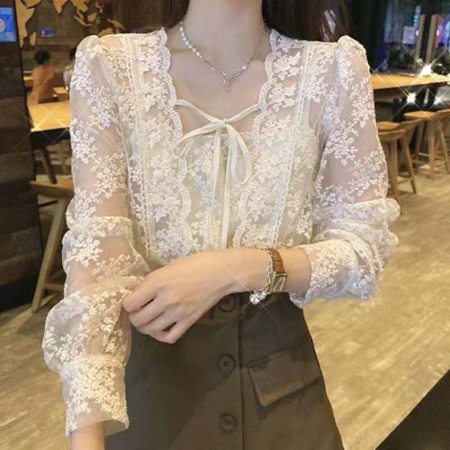 잔꽃 레이스 시스루 블라우스&이너 나시 2SET