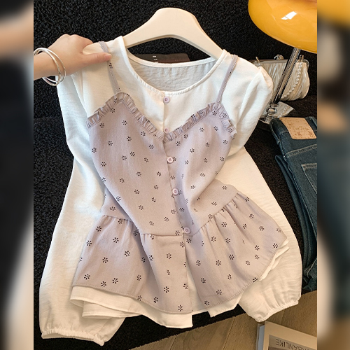 잔꽃 프릴 뷔스티에 레이어 블라우스