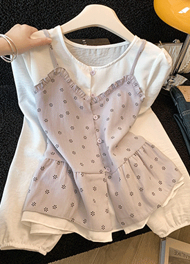 잔꽃 프릴 뷔스티에 레이어 블라우스