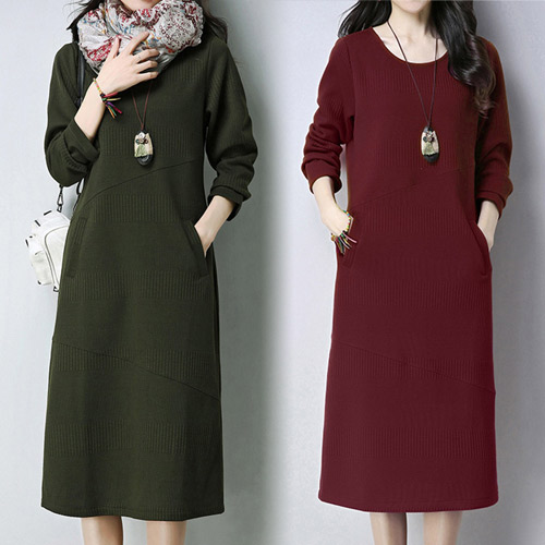 [당일발송2] ★주문량 6,900장 돌파★ 라운드넥 포켓 원피스