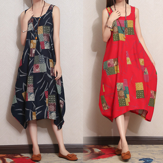 에스닉 패턴 항아리 원피스