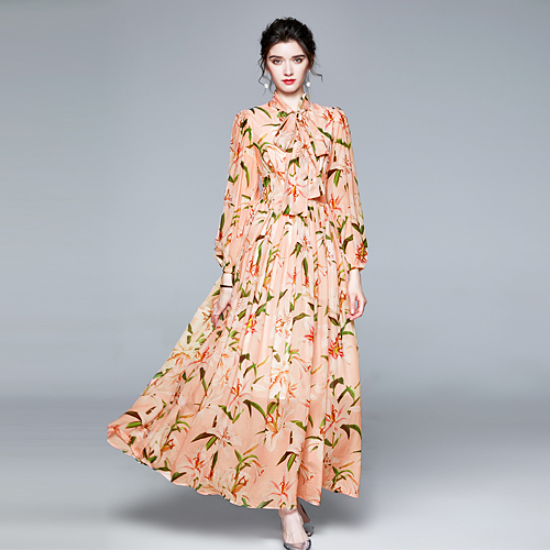 ◈[당일발송] 리본 플라워 맥시 원피스