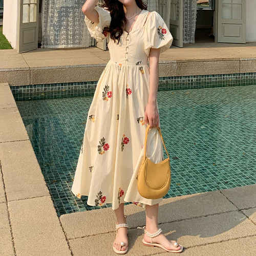 우아한 플라워 트임 원피스