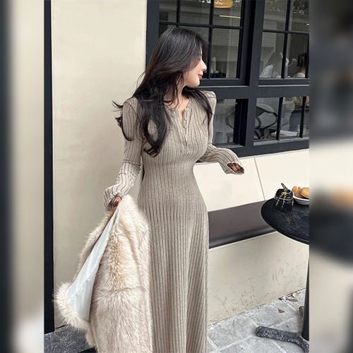 헨리넥 심플 골지 원피스