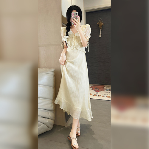 [당일발송]여리여리 프릴 레이스 플레어 원피스