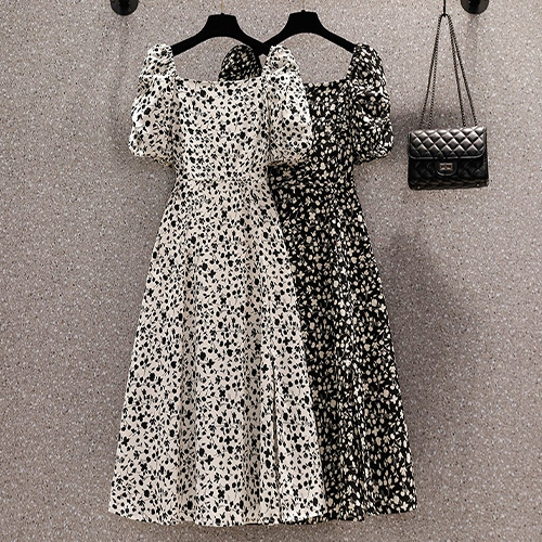 ◈[당일발송] ★화요특가 자정마감 50%★여성스러운 잔꽃 퍼프 스퀘어 원피스