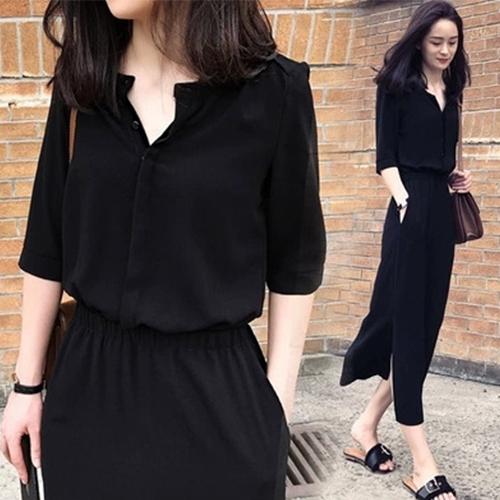 [당일발송]시크 블랙 밴딩 썸머 원피스