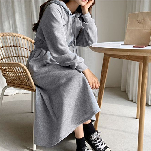 캐주얼 데일리 후드 원피스