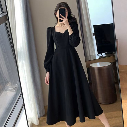 ◈[당일발송] 여성스러운 스퀘어 퍼프 원피스