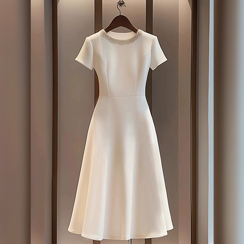 ◈[당일발송] 큐빅장식 격식룩 미디 원피스