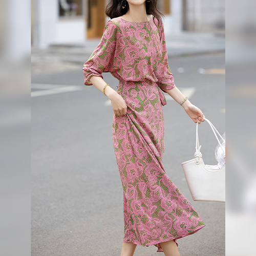 ◈[당일발송] 핑크&그린 패턴 서머 드레스