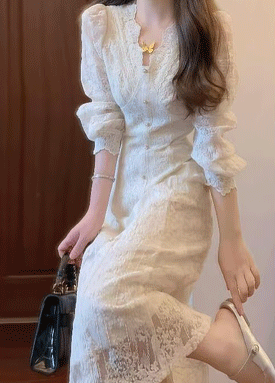 레이스 페미닌 롱 원피스