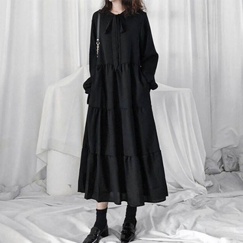 ★월요특가 자정마감 50%★블랙 리본 캉캉 맥시 원피스