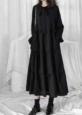 ★토요특가 자정마감 50%★블랙 리본 캉캉 맥시 원피스