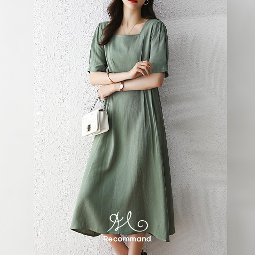 ◈[당일발송] [재입고] 스퀘어 넥 텐셀 원피스