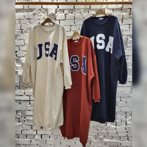 ◈[당일발송] USA 기모 원피스