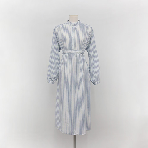  블루 스트라이프 롱 원피스