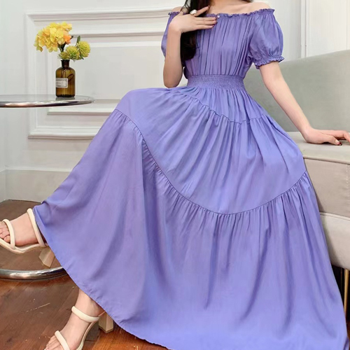 쿨링 티어드 롱 원피스