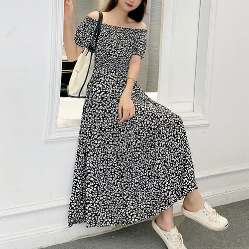 ◈[당일발송] 여름 냉장고 쿨링 패턴 롱 원피스