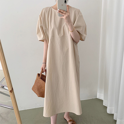 ◈[당일발송] 오버핏 심플 A라인 퍼프 원피스