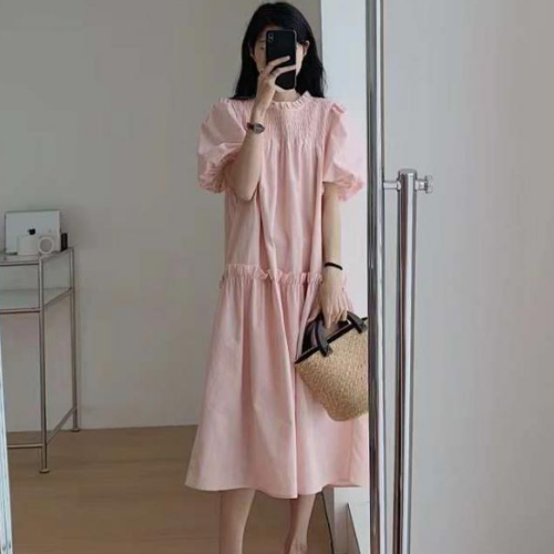 러블리 핑크 스모크 프릴넥 원피스 