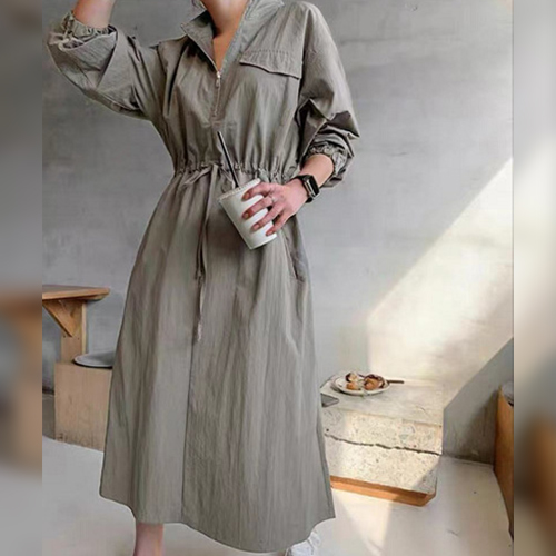 ◈[당일발송] 반집업 바스락 캐주얼 원피스