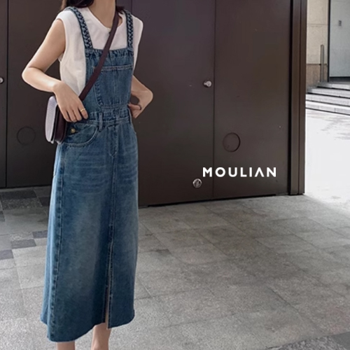 ◈[당일발송] 여름 데님 멜빵 원피스