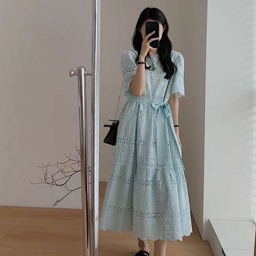 ◈[당일발송] ★수요특가 자정마감 50%★스카이 리본끈 펀칭 썸머 원피스