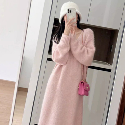 ★일요특가 자정마감 50%★도톰 V넥 롱 니트 원피스