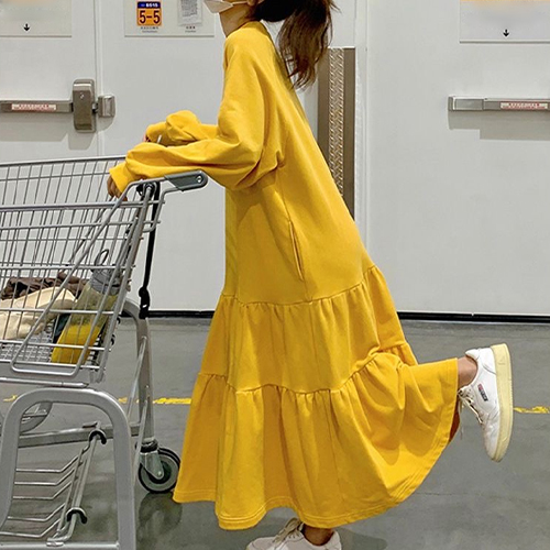 심플 루즈핏 캉캉 미디 원피스