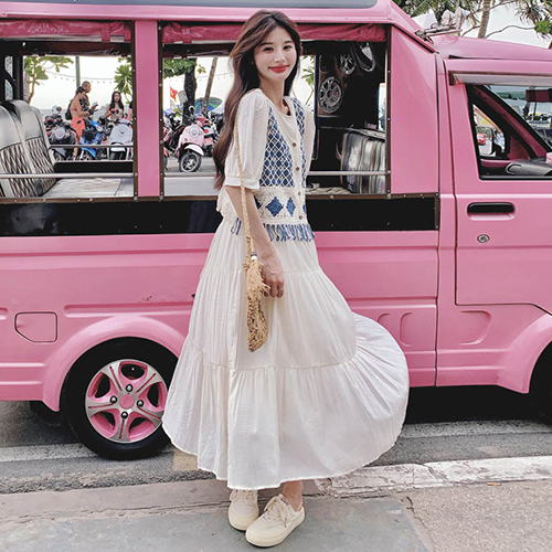 ★일요특가 자정마감 50%★[2SET] 여성스러운 셔링 라운드 원피스+빈티지 아가일 수술 브이넥 베스트