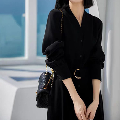 ◈[당일발송] 세련된 블랙 벨트 원피스