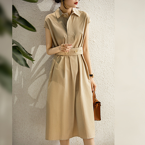 ◈[당일발송] 카라 히든 버튼 벨트 원피스