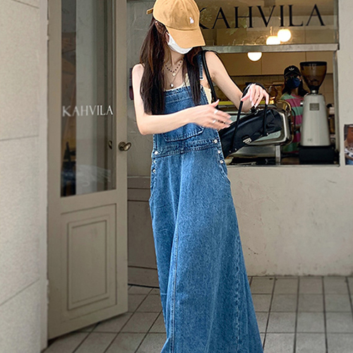 캐주얼 데미지 컷팅  멜빵 데님 원피스 