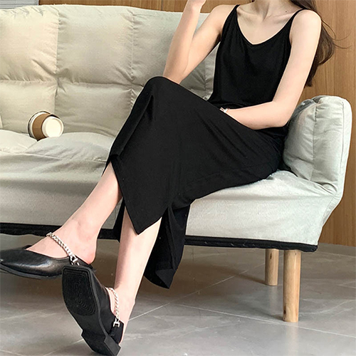 심플 옆트임 나시 원피스 